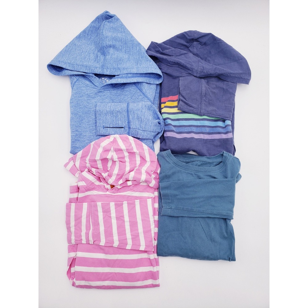 Primary Tops Bundle Blue Pink Striped Hooded Long Sleeve Girls Size 8-9